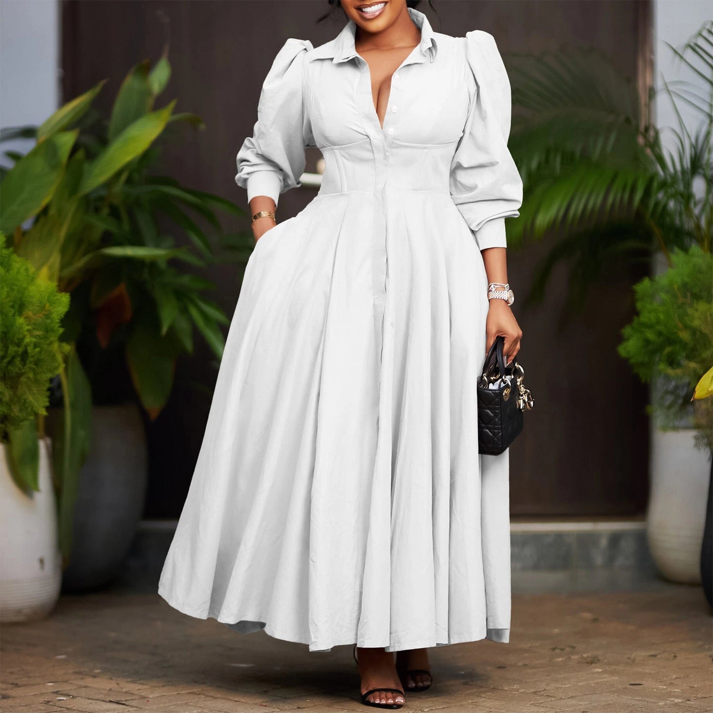 Long Sleeve Flared Dress — variant_front