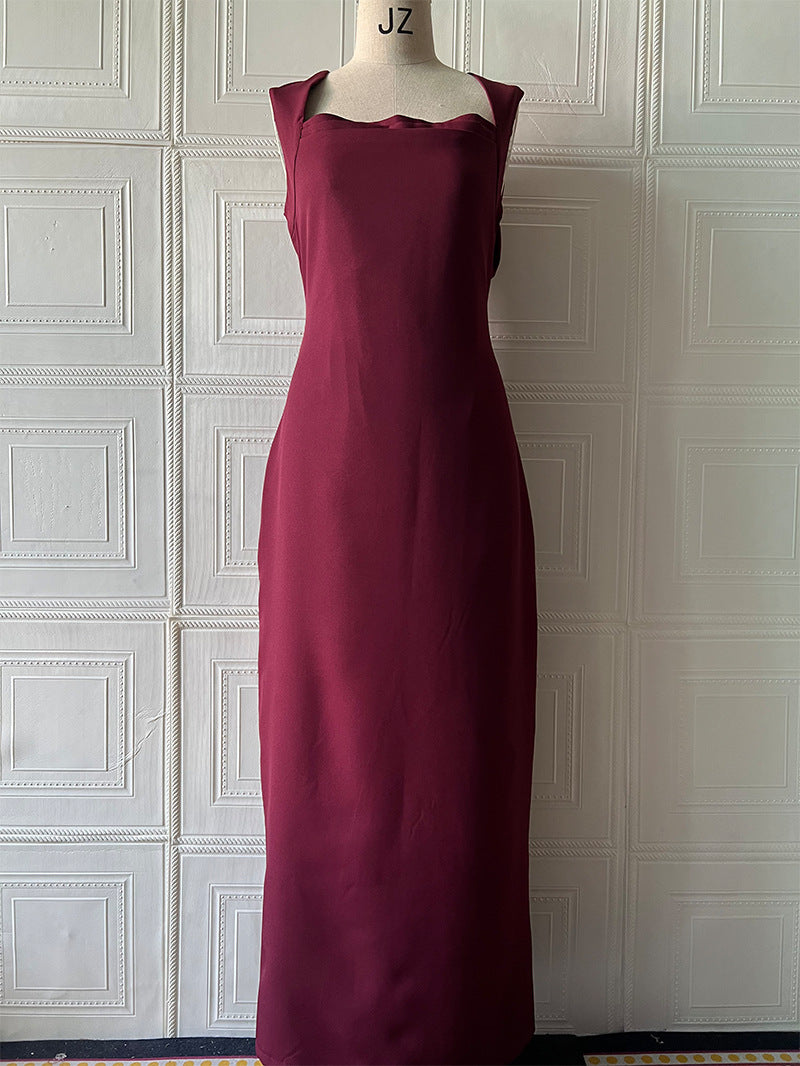 Light Yellow Strap Fishtail Dress, Slim Fit Maxi, Sexy Sleeveless Summer Dress, Elegant Polyester Party Gown