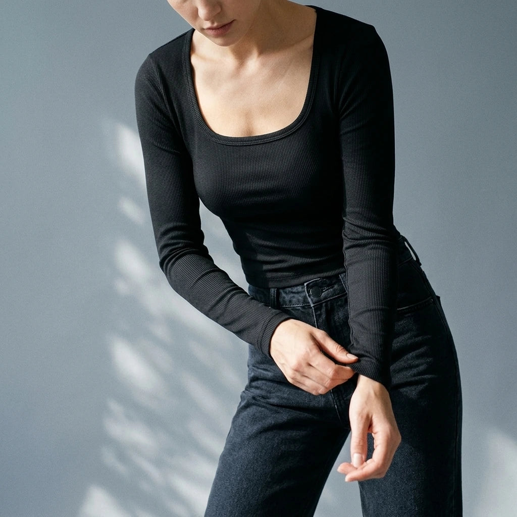 Neck Long Sleeve T-Shirt — lifestyle
