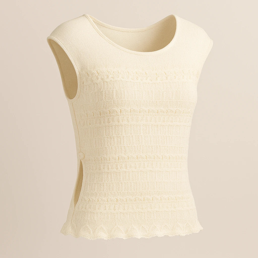 Isolated product image of Apricot Cut Out Sleeveless Tank Top Polyester Textured Chic Summer, three-quarter angle view
