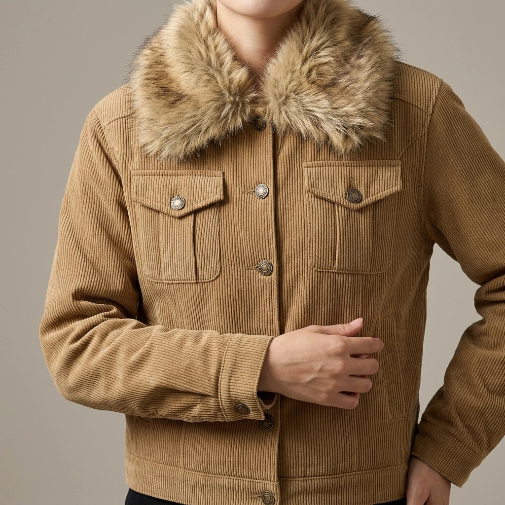 Corduroy cotton padded thick jacket — lifestyle