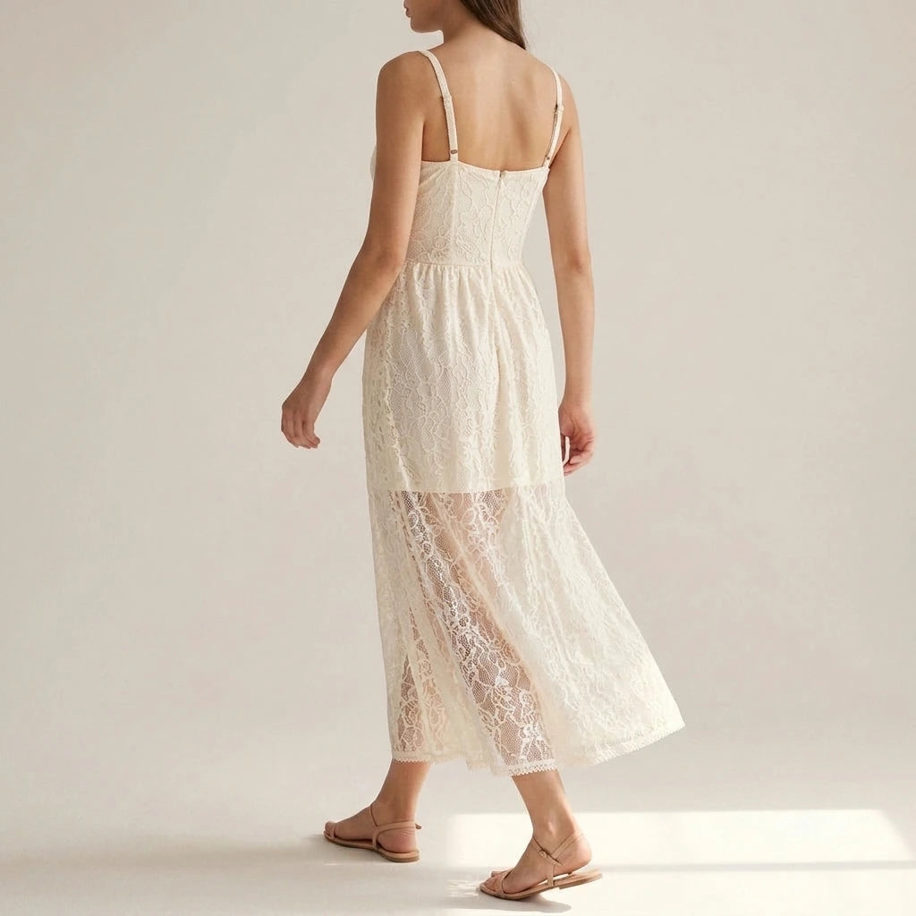 Formal Apricot Floral Maxi Slip Dress for Women, Sleeveless Sheath, Elastic Waist, Square Neck, Special Occasion, Knit Polyester, Spring Summer — lifestyle