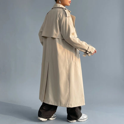 Collared Neck Long Sleeve Longline Trench Coat — lifestyle