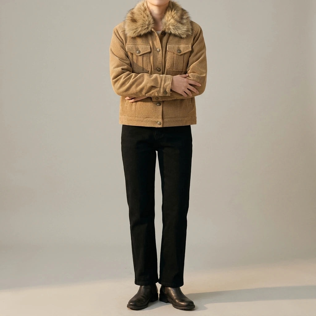 Corduroy cotton padded thick jacket — lifestyle