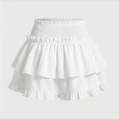Mini Skirt Cute Sexy Balletcore Elastic High Waist Ball Gown Ruffle Patchwork Lolita Skirt Short Korean Sweet Y2K Women Clothing — product_only_back