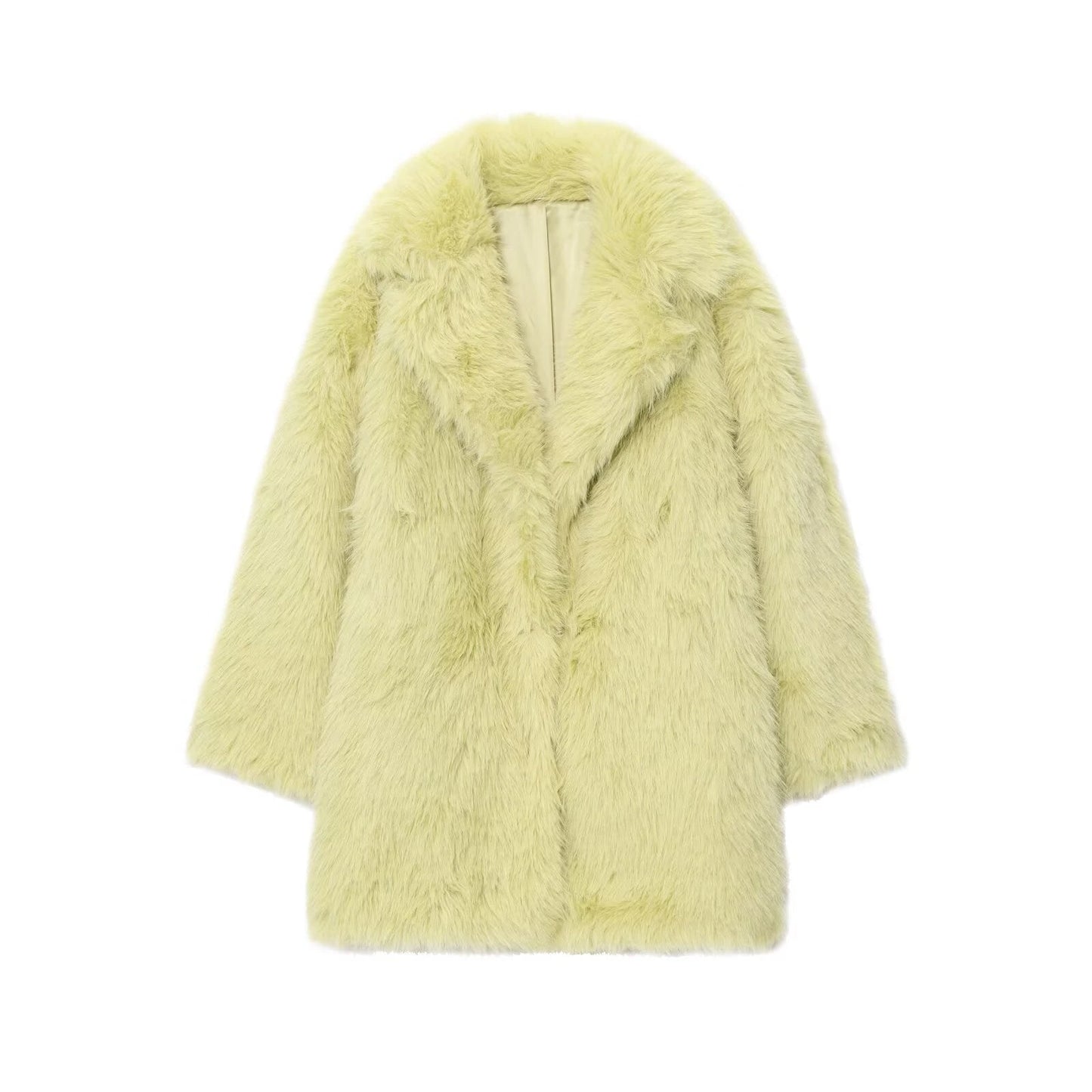 Collar faux fur coat jacket — variant_front