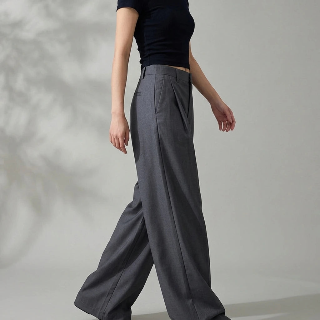 Women's Pants Pleated Tailored Knife-Edge Suit Casual Trousers — lifestyle