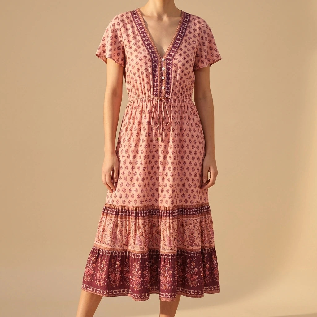 Bohemian positioning cotton dress — lifestyle