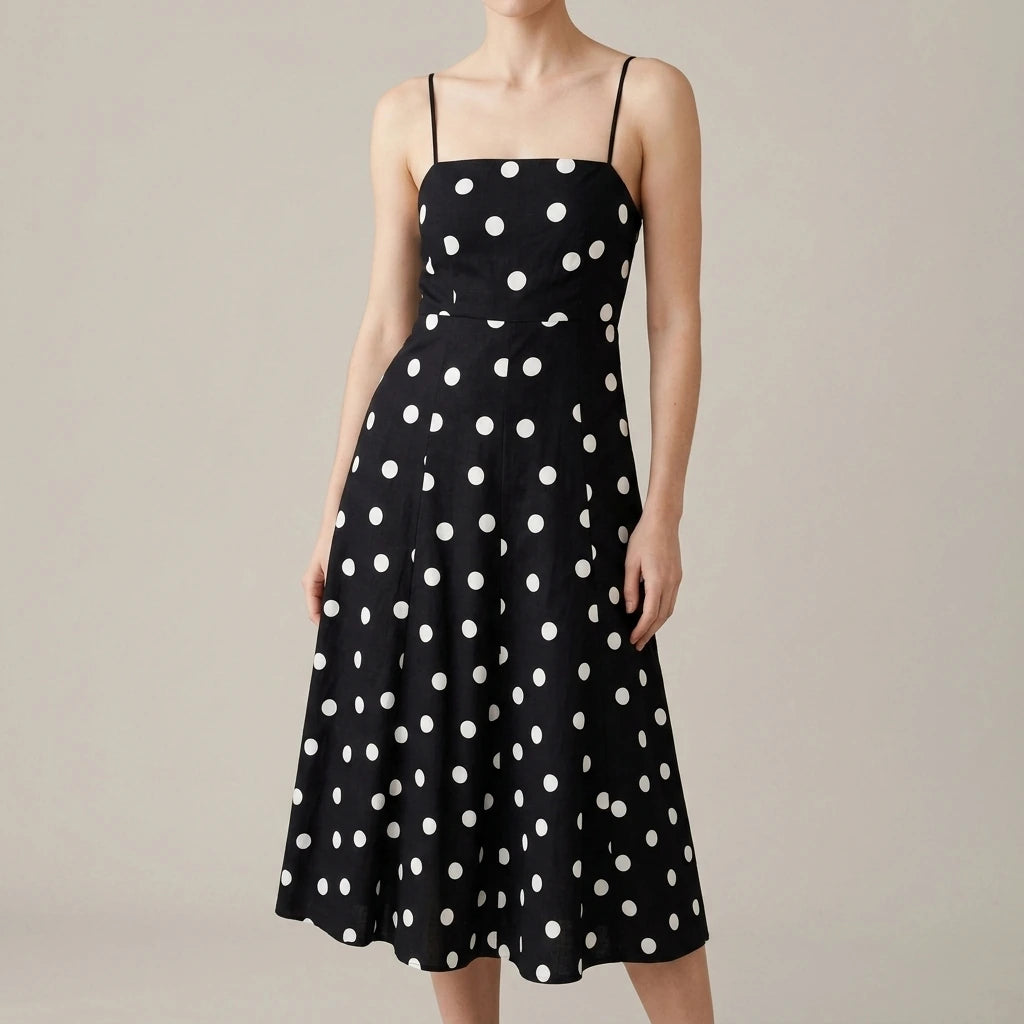 Classic polka dot neck dress for summer — lifestyle
