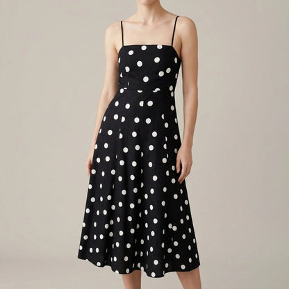 Classic polka dot neck dress for summer — lifestyle