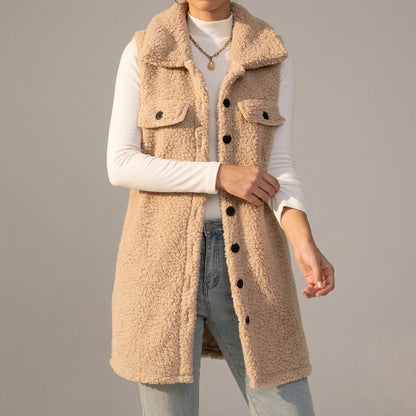 Button Up Teddy Vest Coat — lifestyle