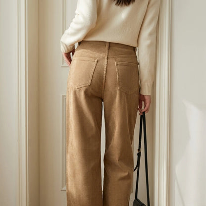 Corduroy Wide-Leg Pants Versatile Loose Casual Trousers for Women — variant_front