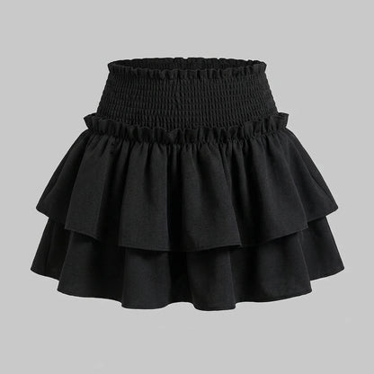Mini Skirt Cute Sexy Balletcore Elastic High Waist Ball Gown Ruffle Patchwork Lolita Skirt Short Korean Sweet Y2K Women Clothing — variant_front