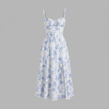 Luxury new temperament solid color fashion high-end halter dress floral dress women — variant_front
