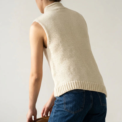Asymmetric sleeveless knitted vest — lifestyle