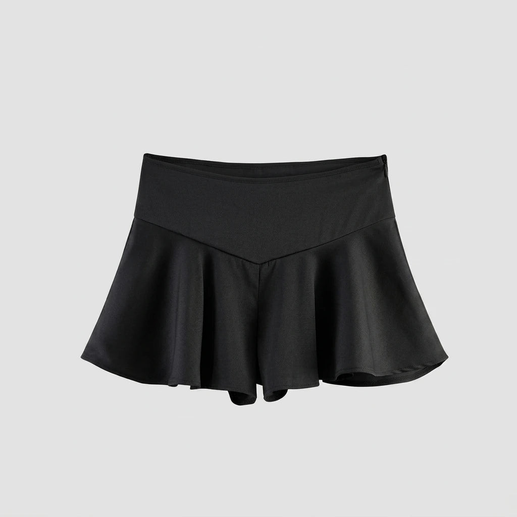 Yellow Swing Hot Pants, Wide Leg Polyester Shorts, Loose Waist, Effortless Summer — variant_front