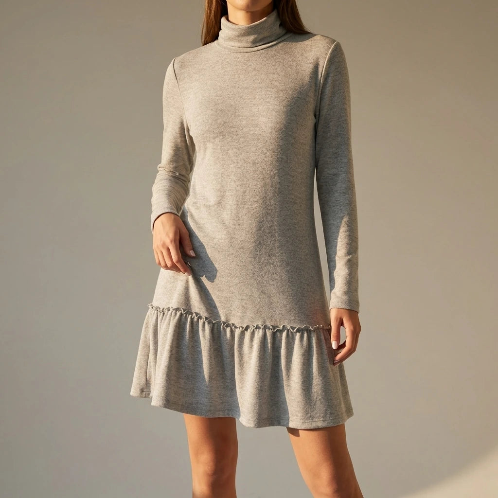 Frill Turtleneck Long Sleeve Dress — lifestyle_lead