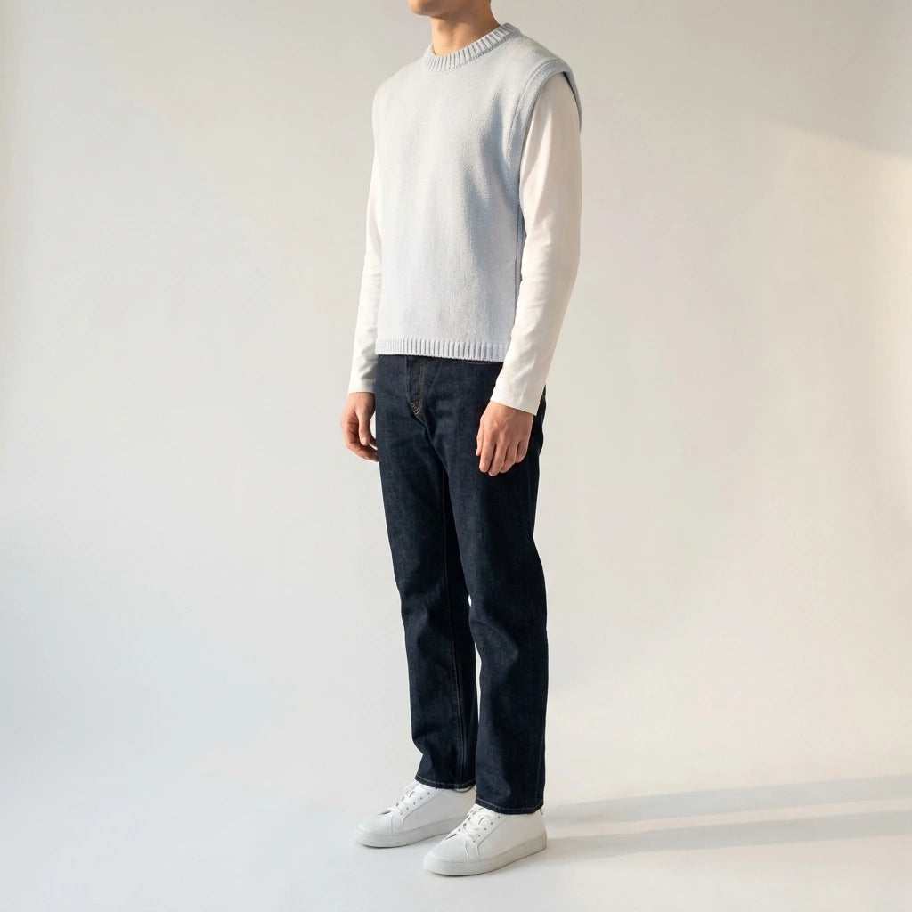 Shoulder profile knitted vest — lifestyle