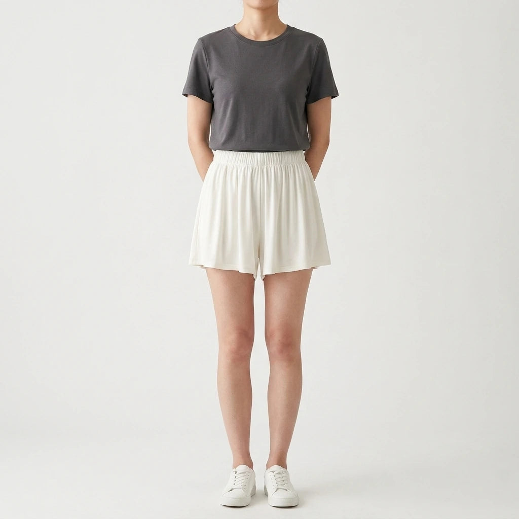 Elastic High Waist Loose Wide Leg Sports Shorts — variant_front