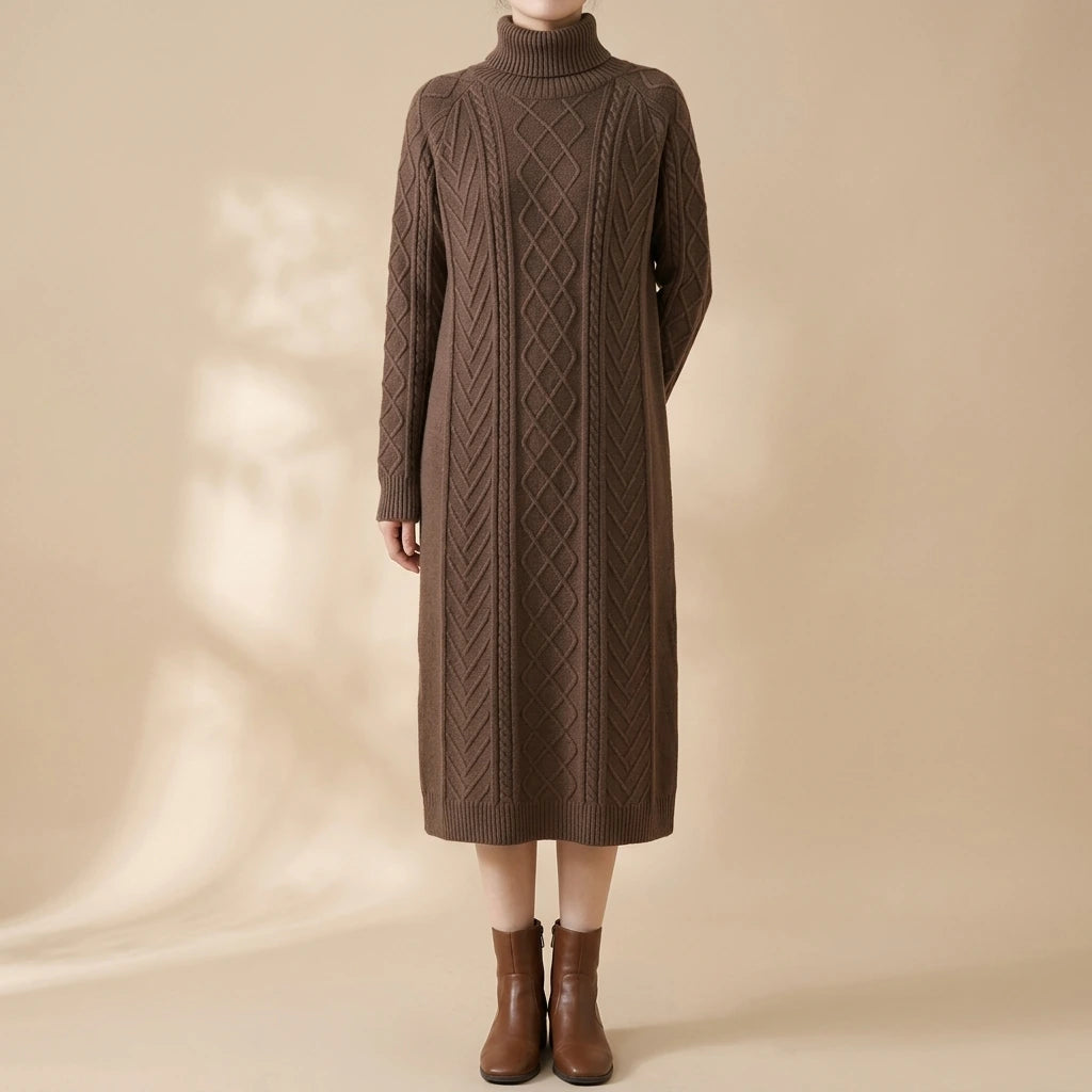 Highneck Sweater Dresses Women Female Sweater Dress — lifestyle