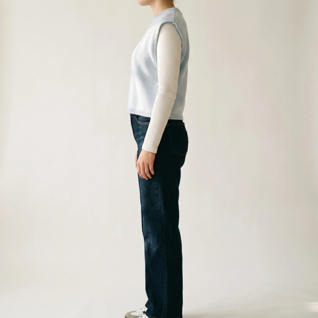 Shoulder profile knitted vest — lifestyle_lead