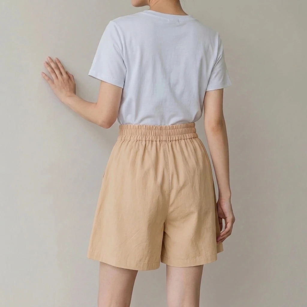 High-Waist Slimming Loose Wide-Leg Elastic Sports Pants Versatile Casual Plus-Size  Shorts Women Trendy — variant_front