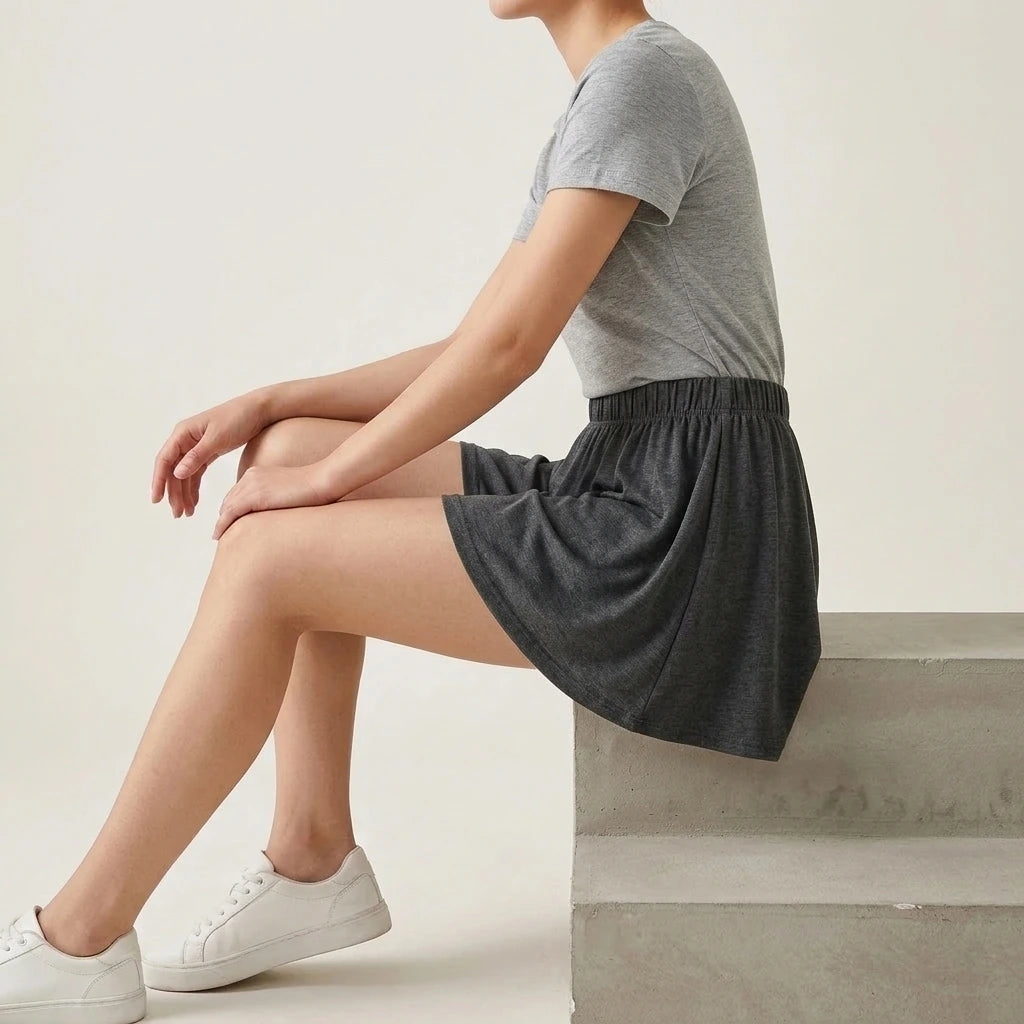 Elastic High Waist Loose Wide Leg Sports Shorts — variant_front