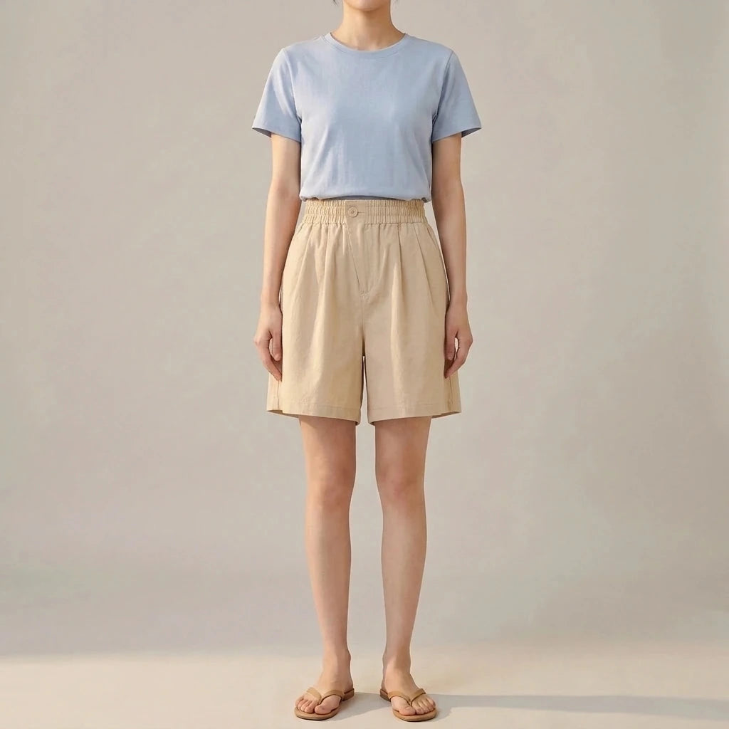 High-Waist Slimming Loose Wide-Leg Elastic Sports Pants Versatile Casual Plus-Size  Shorts Women Trendy — variant_front