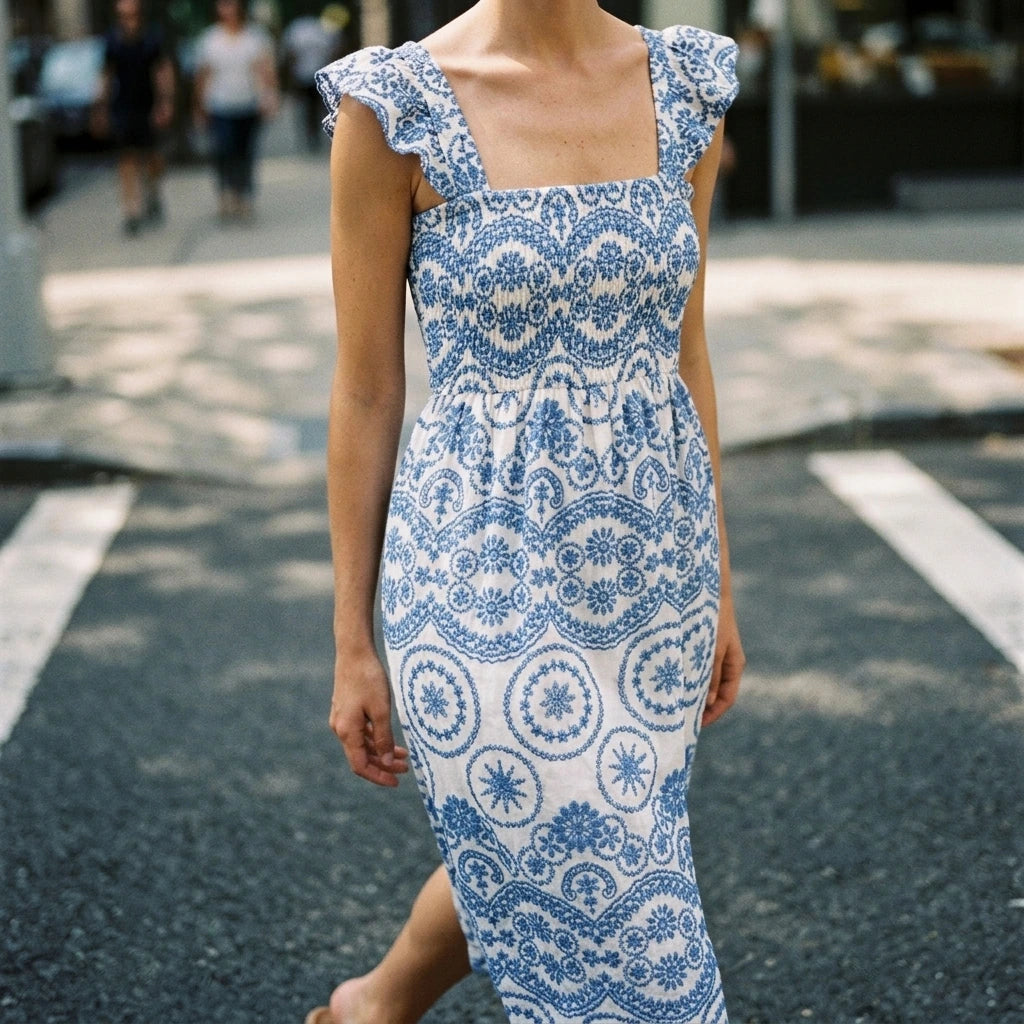 Summer Women's New Hollow Embroidered Suspender Dress — lifestyle