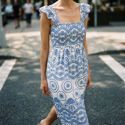 Summer Women's New Hollow Embroidered Suspender Dress — lifestyle