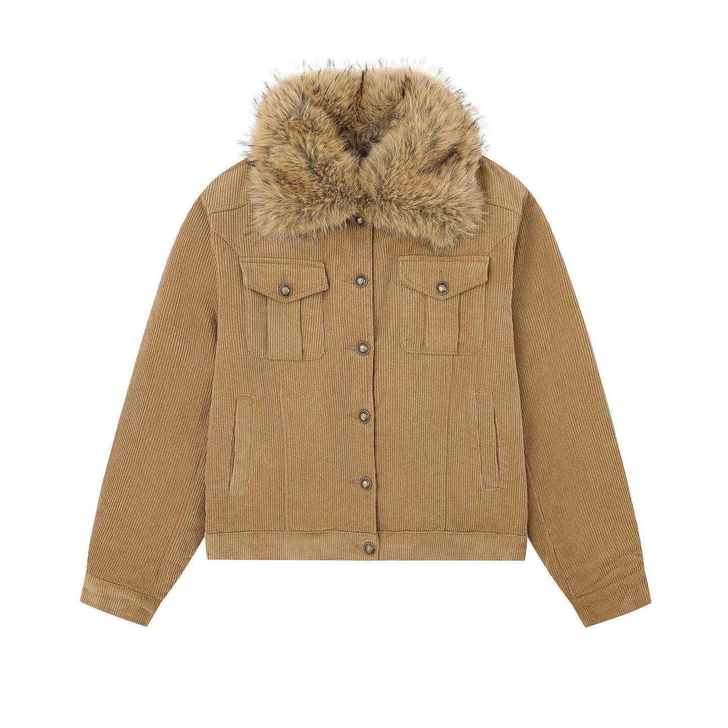 Corduroy cotton padded thick jacket — variant_front