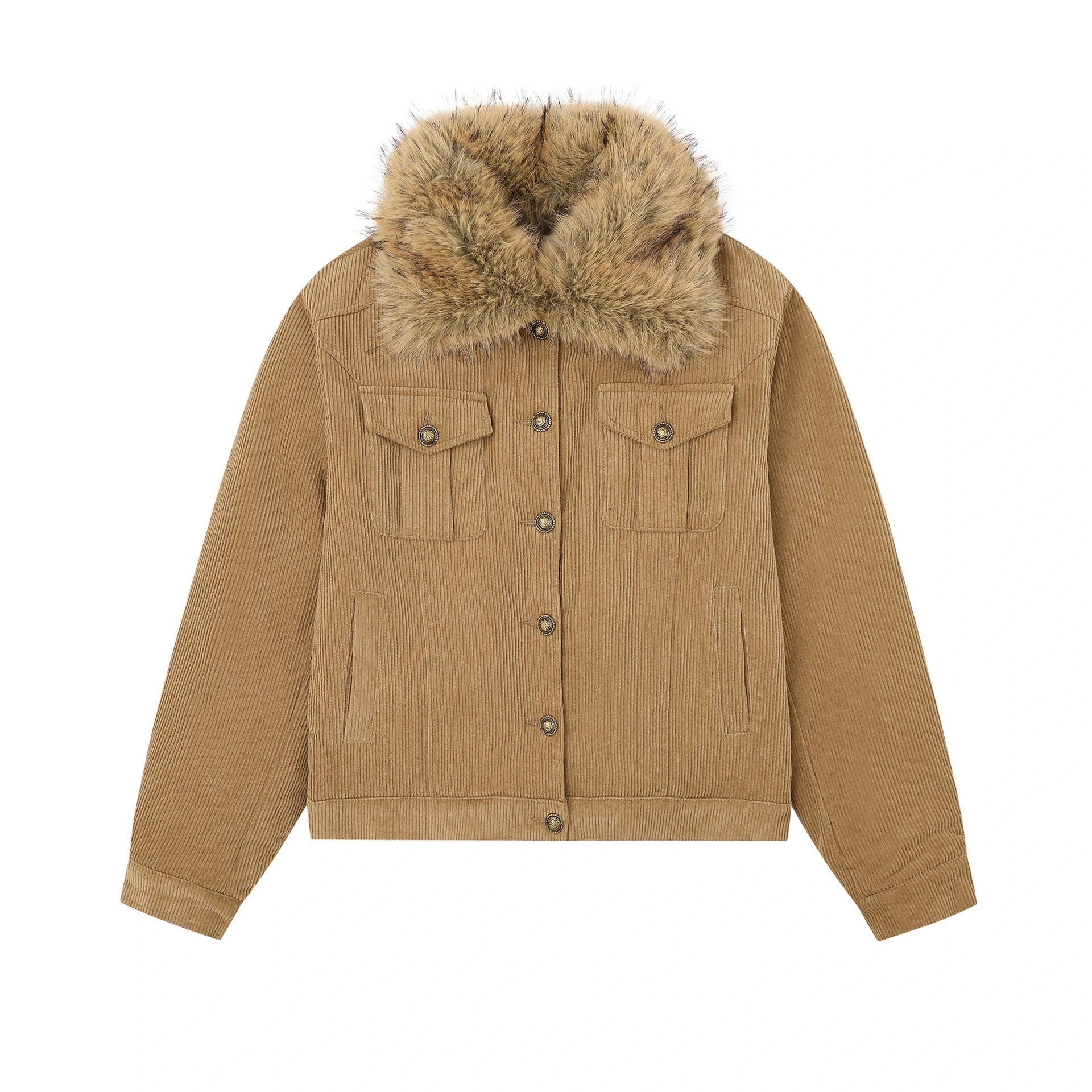 Corduroy cotton padded thick jacket — variant_front