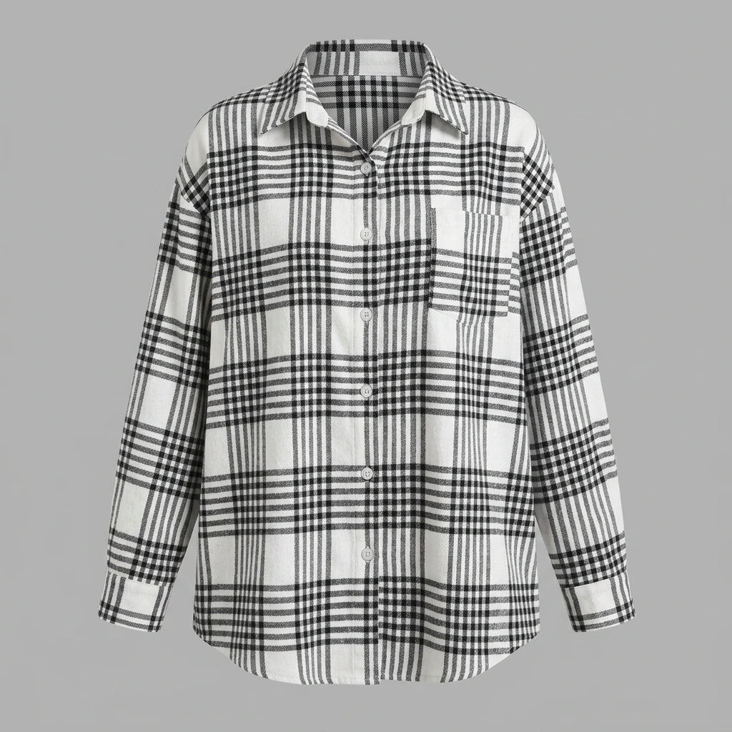 Thousand bird plaid button down flannel shirt — variant_front