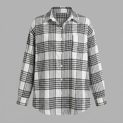 Thousand bird plaid button down flannel shirt — variant_front