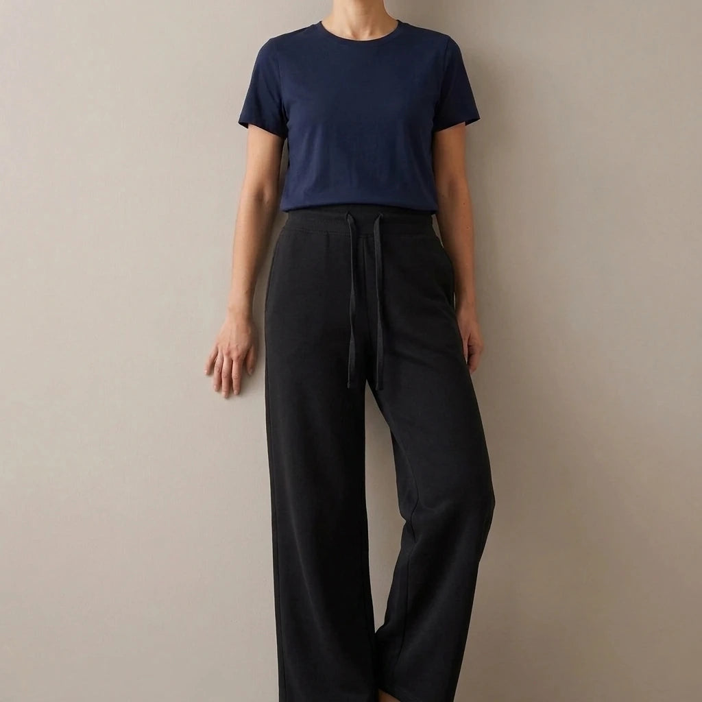 Yoga drawstring high waist wide leg walking pants casual pants — variant_front