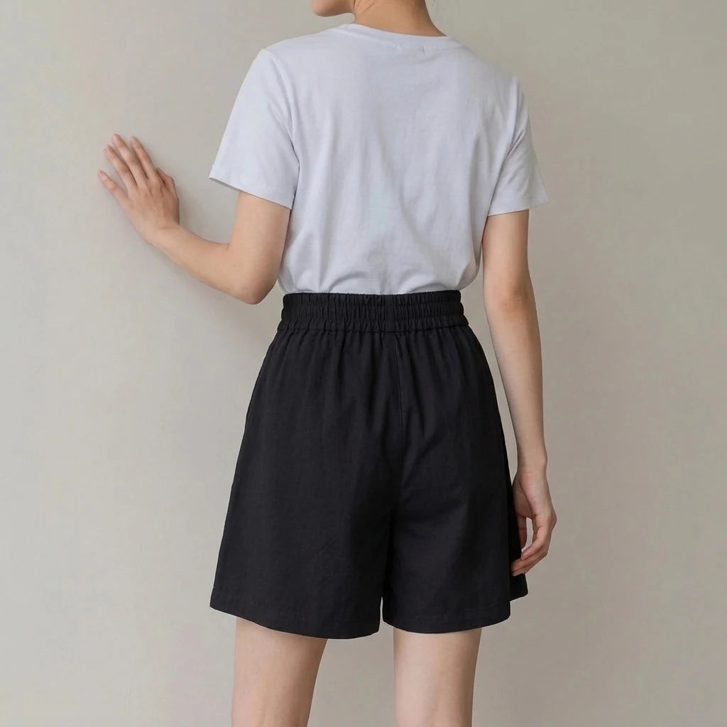 High-Waist Slimming Loose Wide-Leg Elastic Sports Pants Versatile Casual Plus-Size  Shorts Women Trendy — variant_front