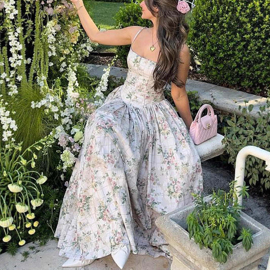 Copy of White Printed Strapless Maxi Dress Backless Fitted Summer Elegant Polyester