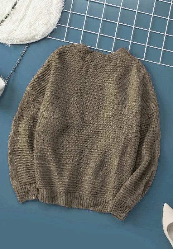 Cable-Knit Open Front Cardigan — variant_front