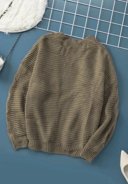 Cable-Knit Open Front Cardigan — variant_front