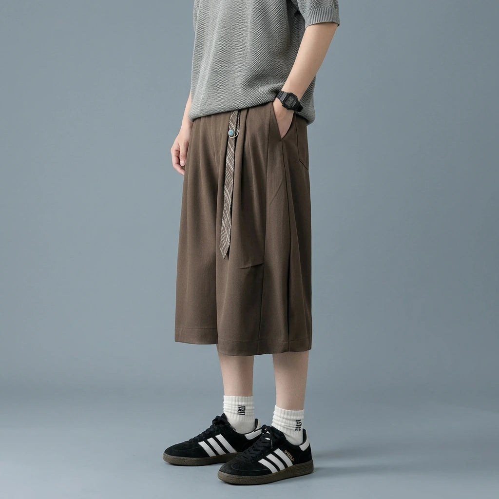 Retro Loose A-line Pleated Tailored Trousers — lifestyle