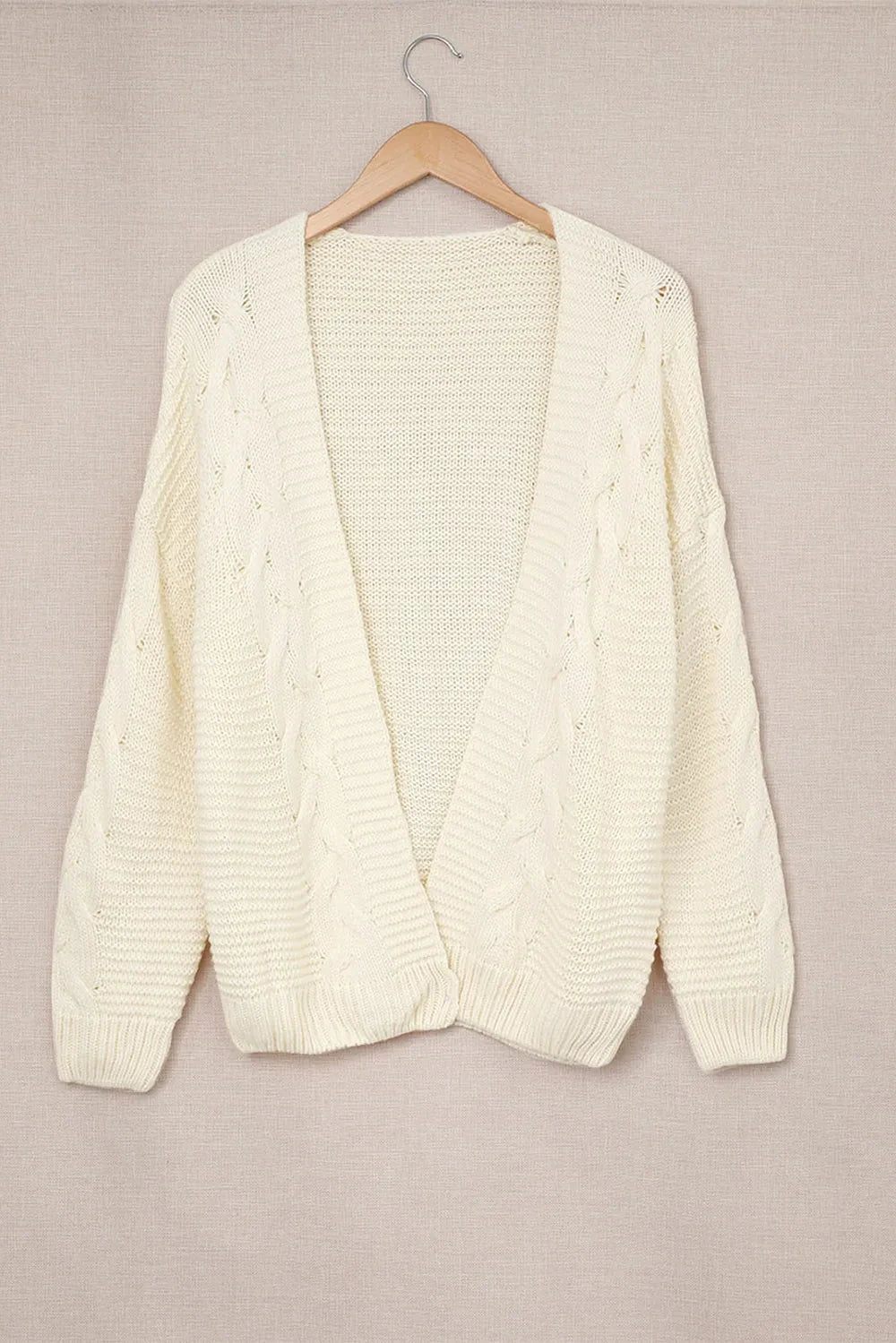 Cable-Knit Open Front Cardigan — variant_front