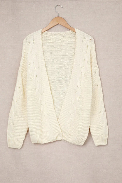 Cable-Knit Open Front Cardigan — variant_front