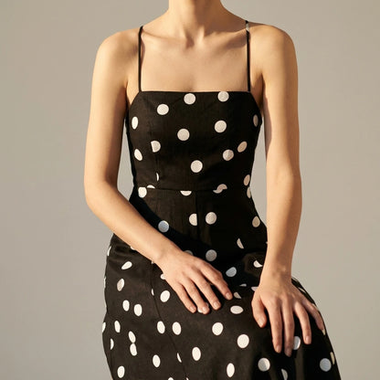 Classic polka dot neck dress for summer — lifestyle