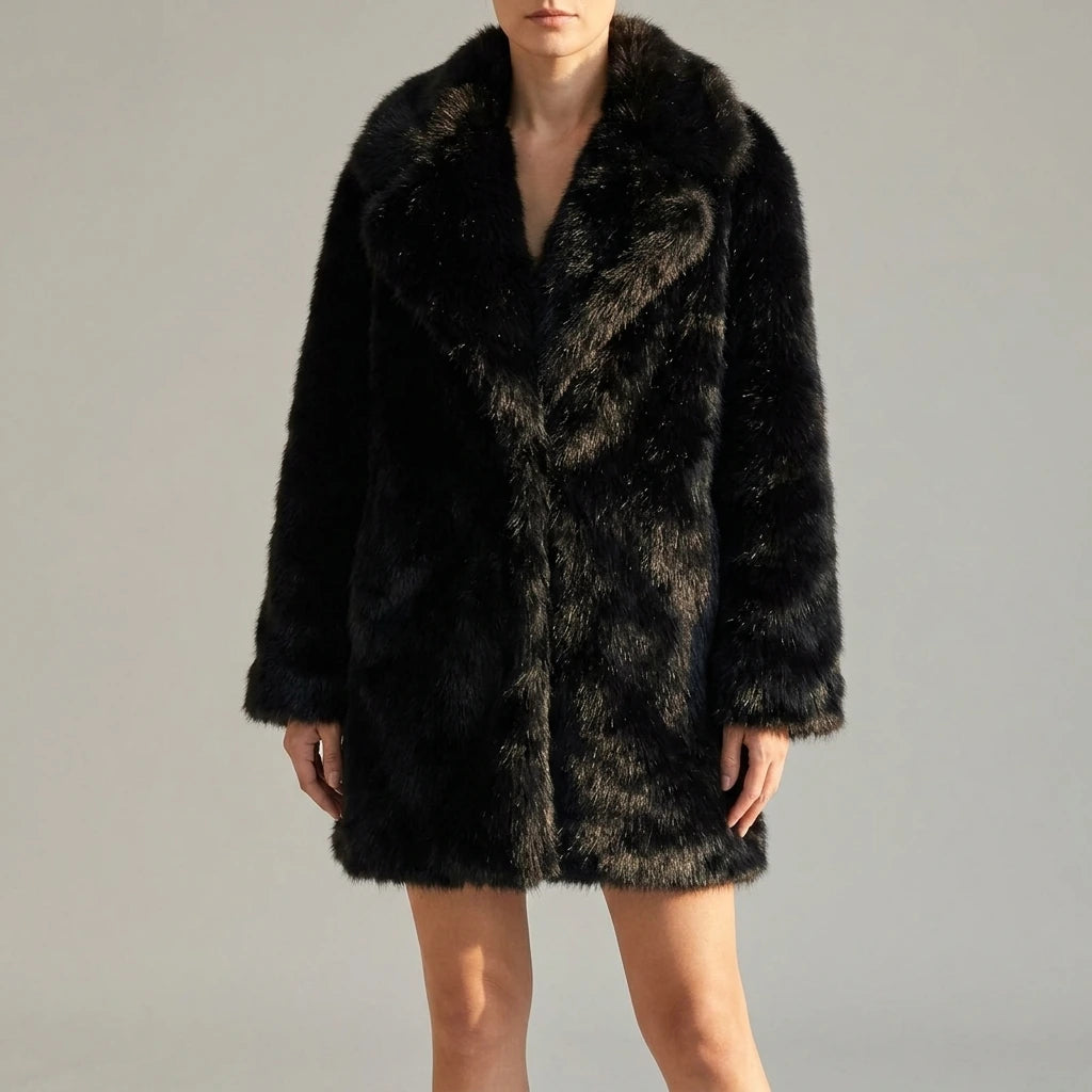 Collar faux fur coat jacket — lifestyle