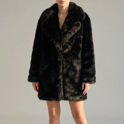 Collar faux fur coat jacket — lifestyle