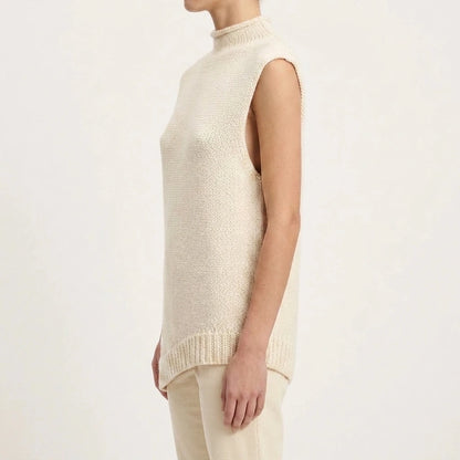 Asymmetric sleeveless knitted vest — lifestyle_lead