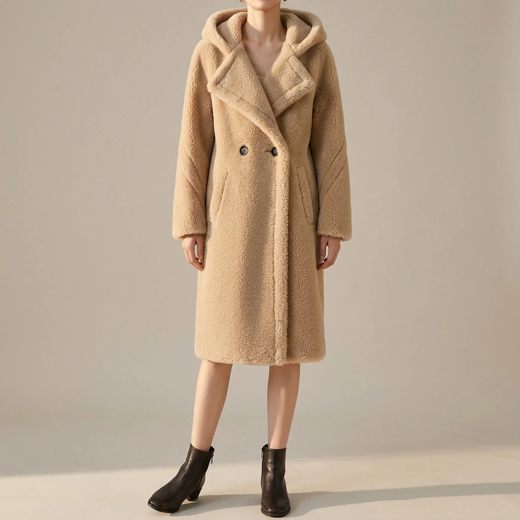 Teddy Bear Coat Female Winter New Sheep Shearling Medium-Length Section Lamb Fur One Fur Coat — lifestyle