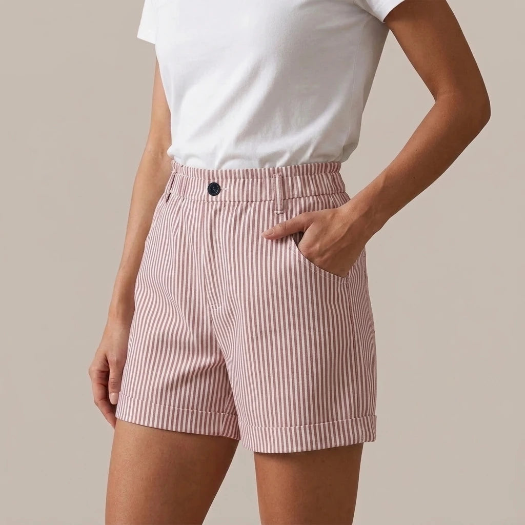 High Waist Striped Shorts — variant_front