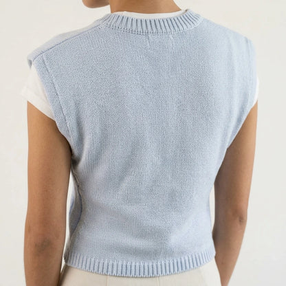 Shoulder profile knitted vest — lifestyle