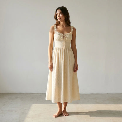 Women's solid color spaghetti strap dress, stylish sleeveless long dress, suitable for beach or casual outings. — lifestyle